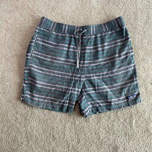 Patagonia Men’s Baggies Naturals Shorts 6 1/2 inch inseam Grey Green Striped